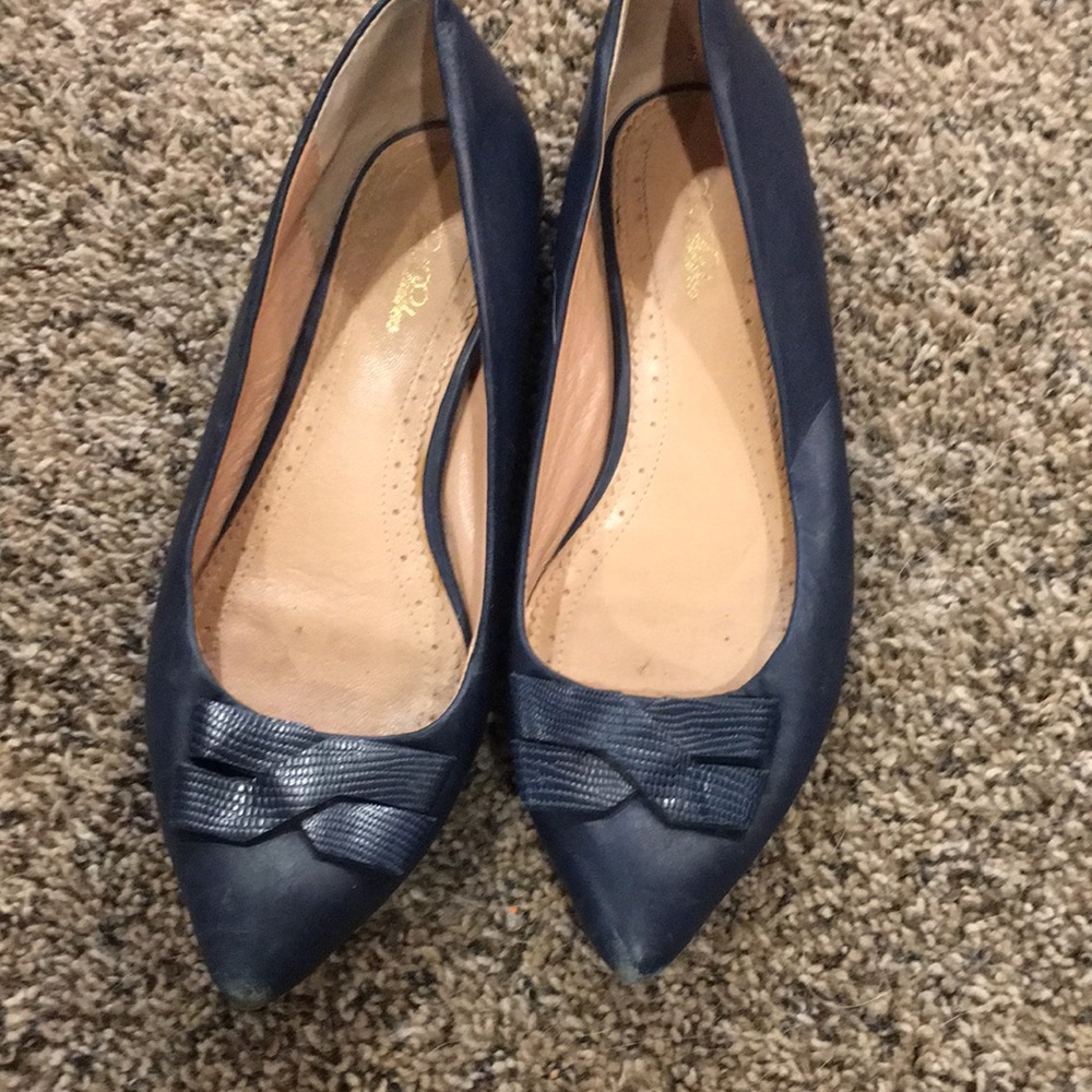Brooks Brothers Navy Leather Flats